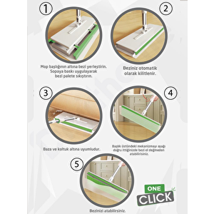 Digithome One Click Akıllı Mop Paleti Xl 32cm Tembel Mop El Değmeden Islak Havlu Ve Bez Kullan At Otomatik Mop Dgt-101