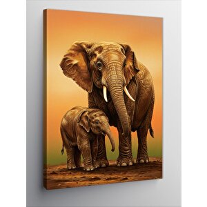 Kanvas Tablo Fil Ve Yavru Fil 50x70 cm