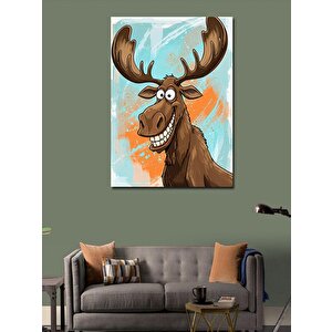 Kanvas Tablo Neşeli Geyik Çizimi 100x140 cm