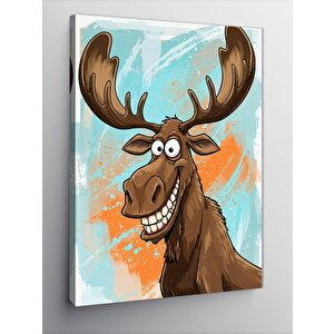 Kanvas Tablo Neşeli Geyik Çizimi 70x100 cm