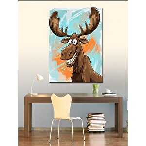 Kanvas Tablo Neşeli Geyik Çizimi 70x100 cm