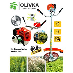 Olivka 1.9 Hp Profesyonel Benzinli Ot Çalı Çim Biçme Makinesi Yan Tırpan