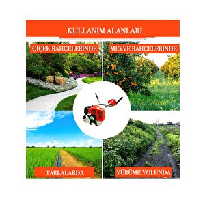 Olivka 1.9 Hp Profesyonel Benzinli Ot Çalı Çim Biçme Makinesi Yan Tırpan