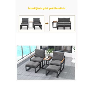5 Parça Metal Çerçeve Outdoor Multilounge Bahçe Balkon Mobilya,uzanma