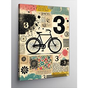 Kanvas Tablo Bisiklet Ve Renkli Kolaj Tasarımı 70x100 cm