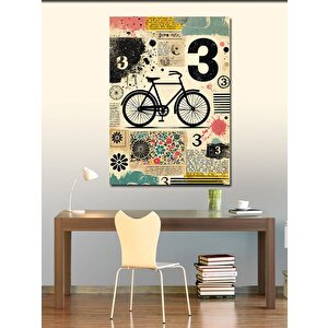Kanvas Tablo Bisiklet Ve Renkli Kolaj Tasarımı 70x100 cm