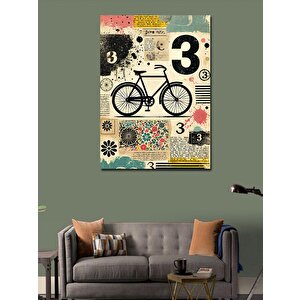 Kanvas Tablo Bisiklet Ve Renkli Kolaj Tasarımı 70x100 cm
