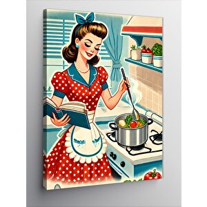 Kanvas Tablo Mutfakta Yemek Pişiren Kadın 50x70 cm