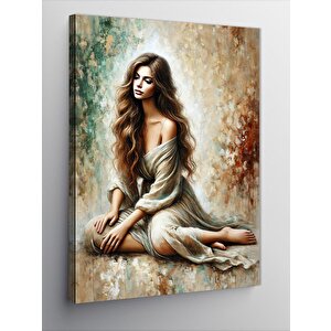 Kanvas Tablo Oturan Kadın Portresi 100x140 cm