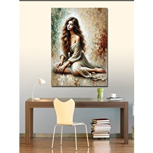 Kanvas Tablo Oturan Kadın Portresi 100x140 cm