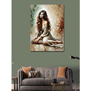 Kanvas Tablo Oturan Kadın Portresi 100x140 cm