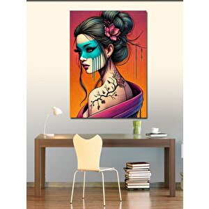 Kanvas Tablo Dövmeli Kadın Portresi 100x140 cm