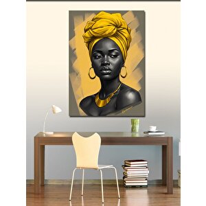 Kanvas Tablo Sarı Eşarplı Kadın Portresi 100x140 cm
