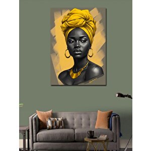 Kanvas Tablo Sarı Eşarplı Kadın Portresi 100x140 cm