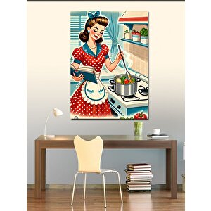 Kanvas Tablo Mutfakta Yemek Pişiren Kadın 70x100 cm