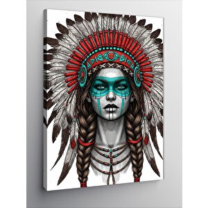 Kanvas Tablo Kızılderili Kadın Portresi 70x100 cm