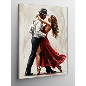 Kanvas Tablo Dans Eden Kırmızı Elbiseli Çift 100x140 cm