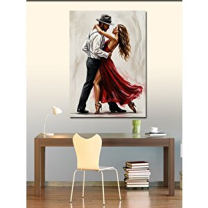 Kanvas Tablo Dans Eden Kırmızı Elbiseli Çift 100x140 cm
