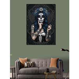 Kanvas Tablo Şeker Kafatası Makyajlı Kadın 50x70 cm