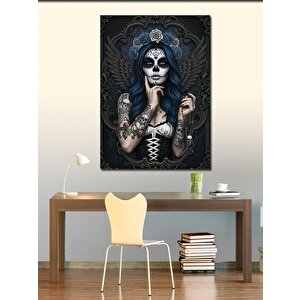 Kanvas Tablo Şeker Kafatası Makyajlı Kadın 100x140 cm