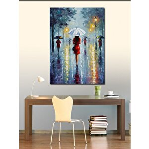 Kanvas Tablo Yağmur Altında Yürüyen İnsanlar 100x140 cm