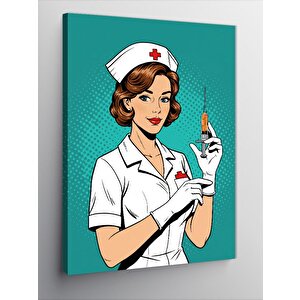 Kanvas Tablo Retro Hemşire Ve Şırınga 50x70 cm