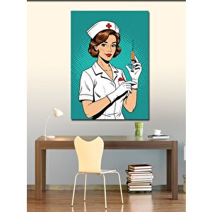 Kanvas Tablo Retro Hemşire Ve Şırınga 50x70 cm