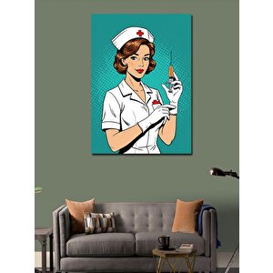 Kanvas Tablo Retro Hemşire Ve Şırınga 100x140 cm