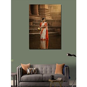 Kanvas Tablo Geleneksel Hintli Kadın 100x140 cm