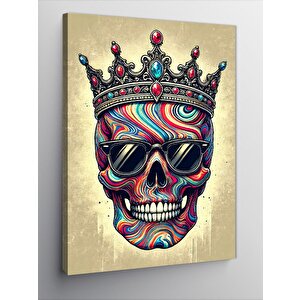 Kanvas Tablo Taçlı Renkli Kafatası 70x100 cm