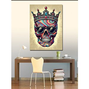 Kanvas Tablo Taçlı Renkli Kafatası 70x100 cm