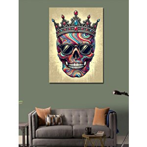 Kanvas Tablo Taçlı Renkli Kafatası 70x100 cm