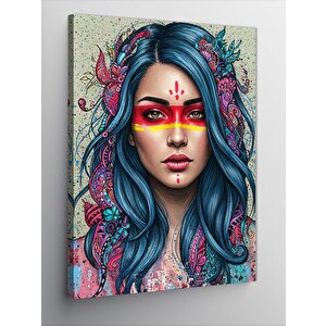 Kanvas Tablo Renkli Desenli Yüz Ve Kadın 100x140 cm