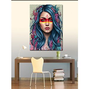 Kanvas Tablo Renkli Desenli Yüz Ve Kadın 100x140 cm