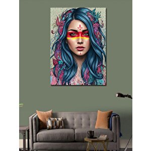 Kanvas Tablo Renkli Desenli Yüz Ve Kadın 70x100 cm