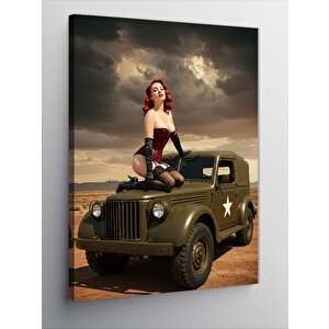Kanvas Tablo Jeep Ve Güçlü Kadın 70x100 cm