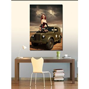 Kanvas Tablo Jeep Ve Güçlü Kadın 70x100 cm