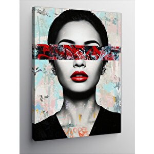 Kanvas Tablo Kırmızı Bantlı Kadın Portresi 50x70 cm