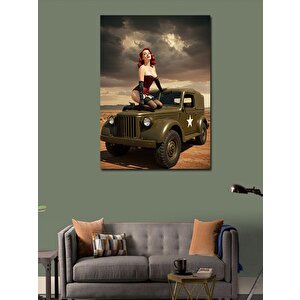 Kanvas Tablo Jeep Ve Güçlü Kadın 100x140 cm