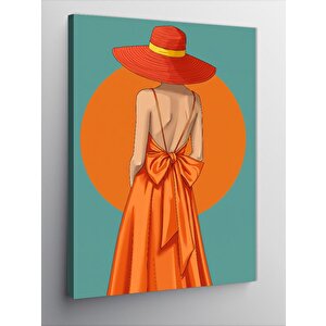 Kanvas Tablo Turuncu Şapkalı Kadın 50x70 cm