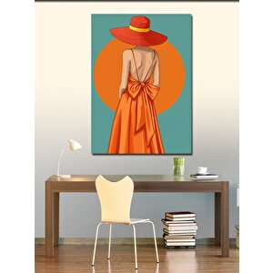 Kanvas Tablo Turuncu Şapkalı Kadın 50x70 cm