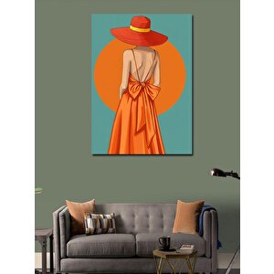 Kanvas Tablo Turuncu Şapkalı Kadın 50x70 cm