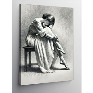 Kanvas Tablo Düşünen Kadın Ve Melankoli 100x140 cm