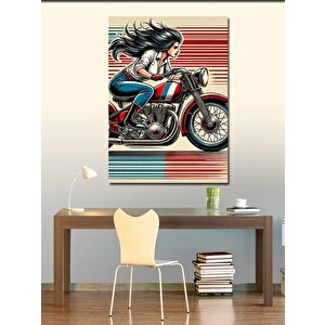 Kanvas Tablo Motosiklet Süren Kadın 100x140 cm