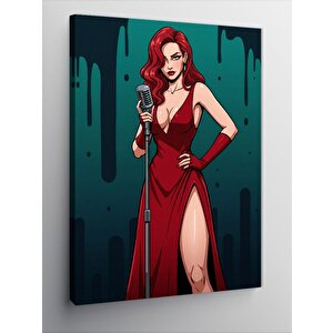 Kanvas Tablo Kırmızı Elbiseli Cesur Kadın 50x70 cm
