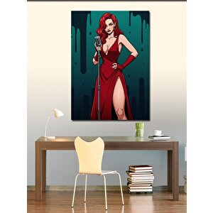 Kanvas Tablo Kırmızı Elbiseli Cesur Kadın 70x100 cm