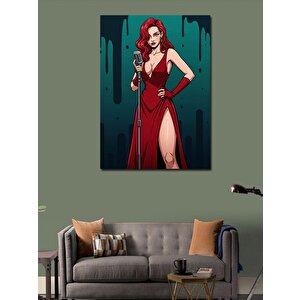 Kanvas Tablo Kırmızı Elbiseli Cesur Kadın 70x100 cm