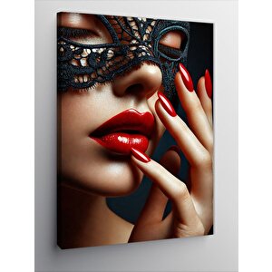 Kanvas Tablo Maskeli Kadın Portresi 100x140 cm