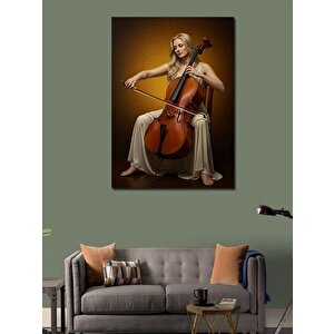 Kanvas Tablo Çello Çalan Kadın 100x140 cm