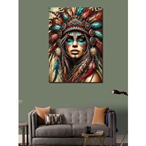 Kanvas Tablo Maskeli Kızılderili Kadın 70x100 cm